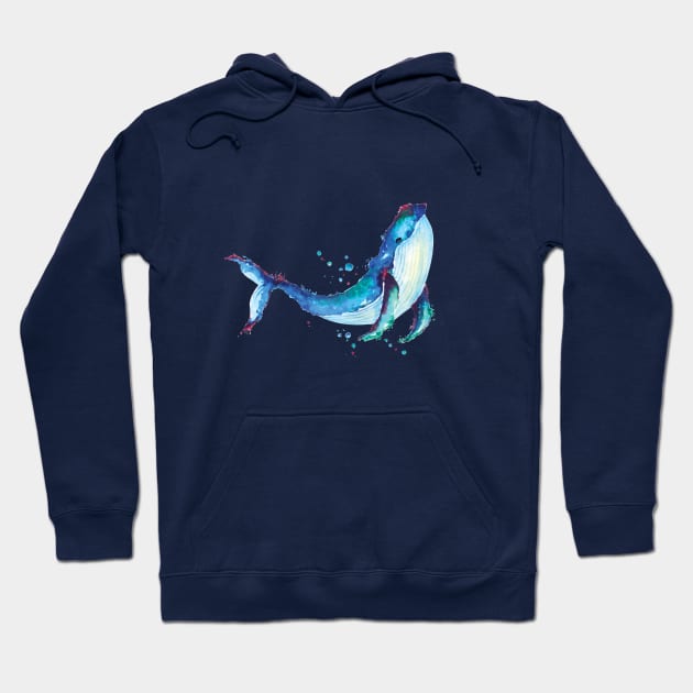 whale painted with watercolor 2 Hoodie by Joy8046